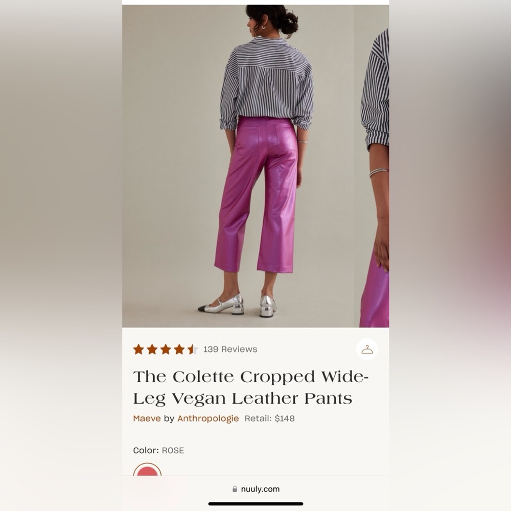 The Colette Cropped Wide-Leg Vegan Leather Pants